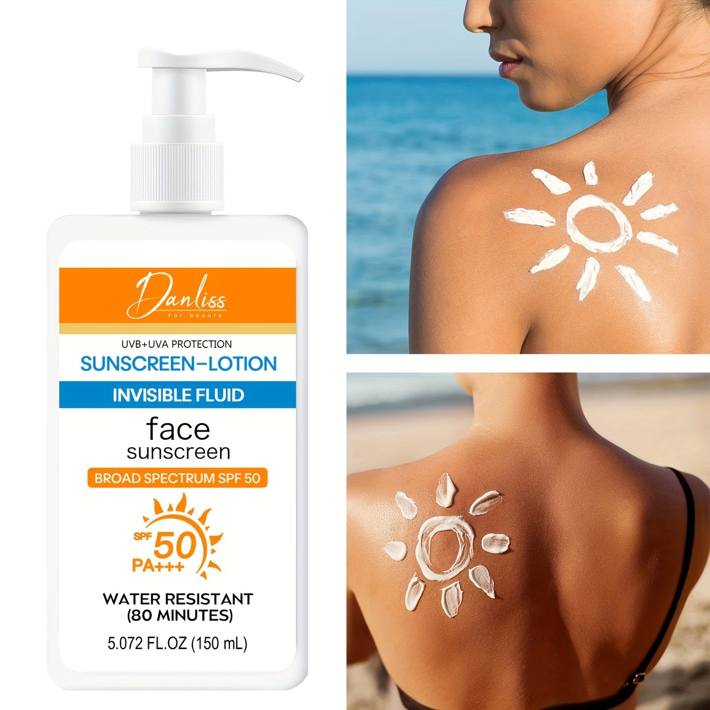 Protector Solar Facial SPF 50 – Loción Fluida Invisible y Resistente al Agua