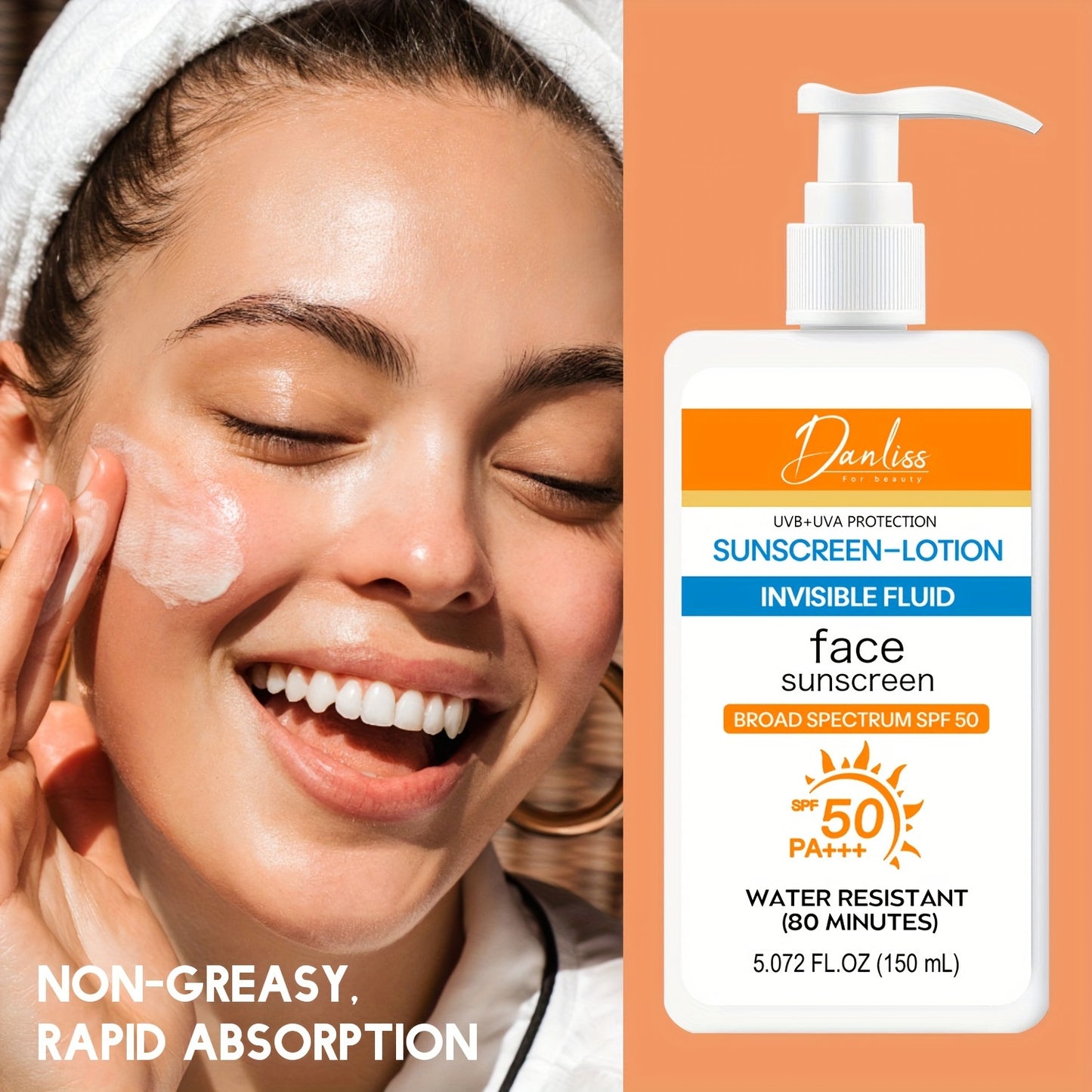 Protector Solar Facial SPF 50 – Loción Fluida Invisible y Resistente al Agua