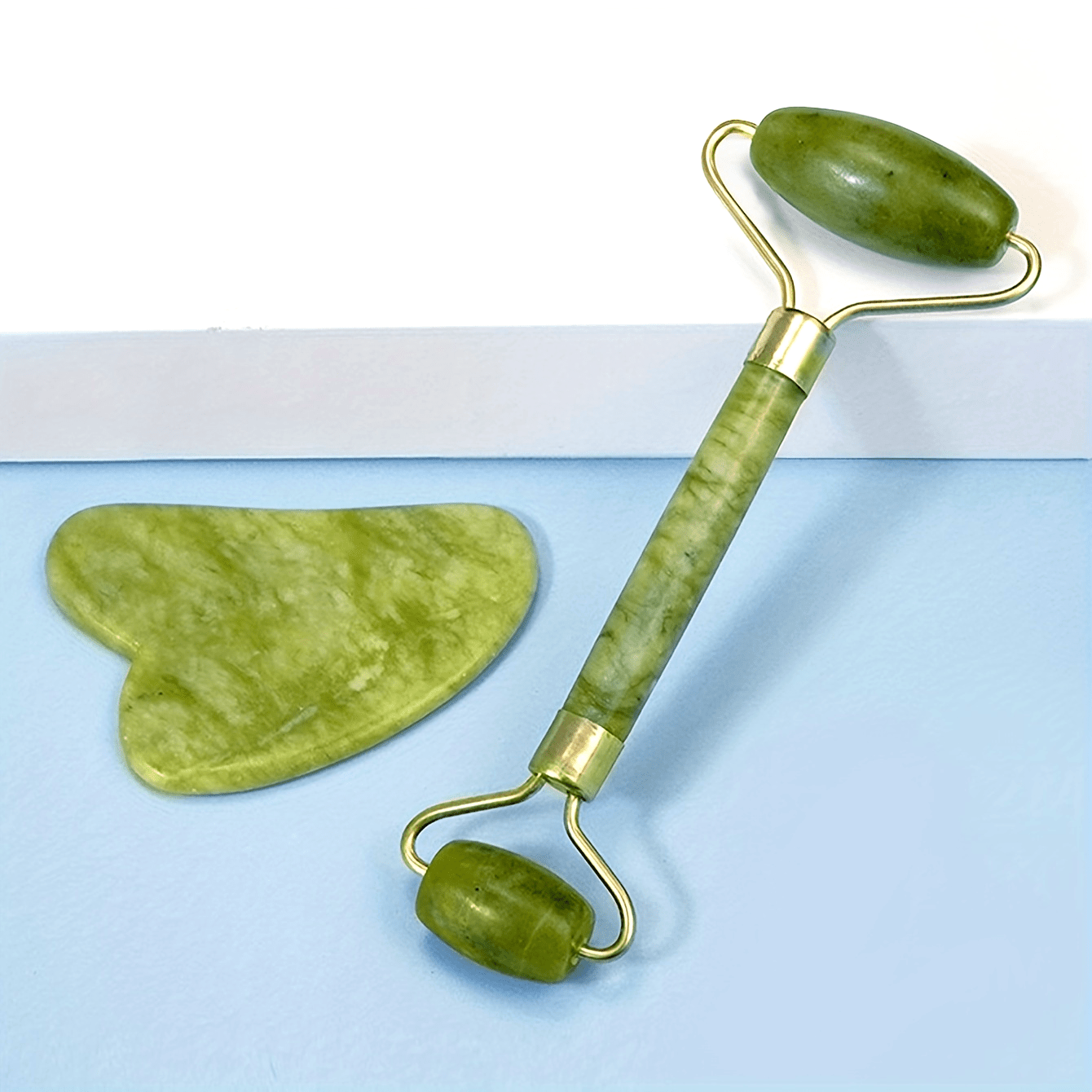 Set de Masaje Facial con Piedra de Jade – Rodillo Gua Sha y Terapia Facial